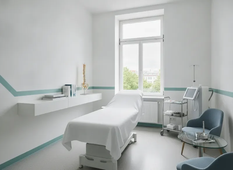 Heller orthopädischer Behandlungsraum der Praxis Kellermann Medical in Berlin