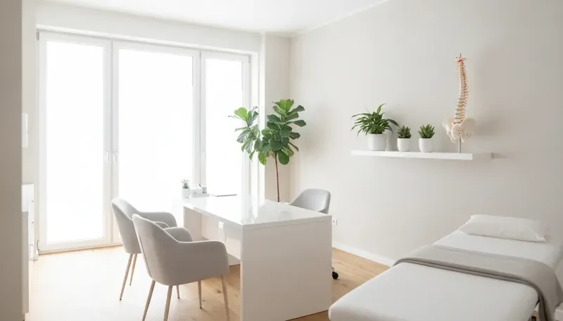 Helles, ruhiges Interieur der Privatpraxis Kellermann Medical in Berlin mit moderner Ausstattung und Pflanzen